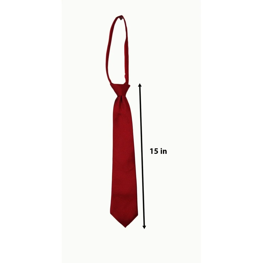 Club Room Boys Red Zipper Tie Solid Textured Formal Wedding Necktie 15 Inch